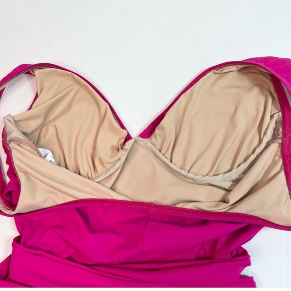 Karla Colletto Prima Ballet Wrap Tie Surplice One-piece Swimsuit Fuchsia Size 12 - Picture 3 of 7